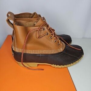 L.L. Bean Men's Duck Boots Brown and Tan Rain Boots